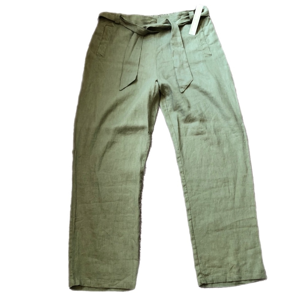 NWT Peck & Peck 100% Linen Green Pants Size XL